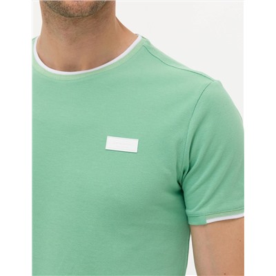 Açık Yeşil Slim Fit Bisiklet Yaka Tişört