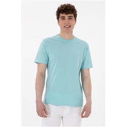 Erkek Regular Fit Bisiklet Yaka Aqua Tişört