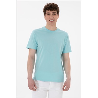 Erkek Regular Fit Bisiklet Yaka Aqua Tişört