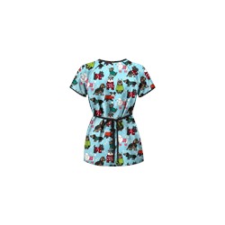 UA Best Dressed Pooch Amazing Aqua Mock Wrap Scrub Top