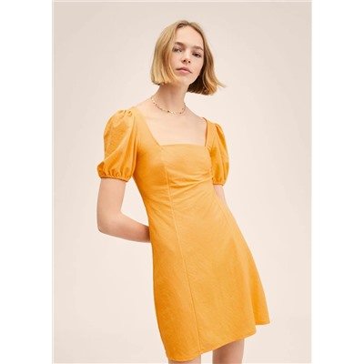 Vestido fluido manga abullonada -  Mujer | MANGO OUTLET España