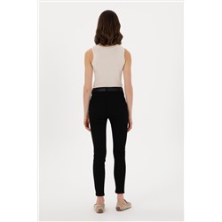 Kadın Siyah Toothpick Fit Kanvas Pantolon