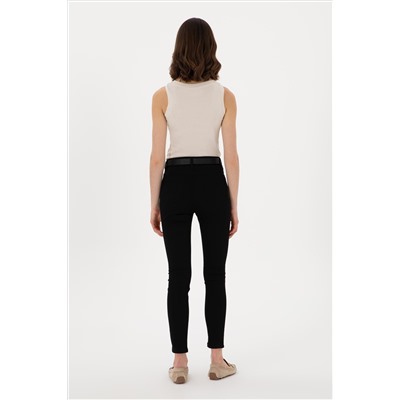 Kadın Siyah Toothpick Fit Kanvas Pantolon