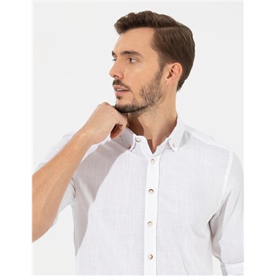 Beyaz Slim Fit Uzun Kollu Gömlek