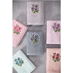FAVORA Fiesta Sardunya Çiçek Kabartmalı 6lı El Ve Yüz Havlusu 50x90 - Renkli F1634