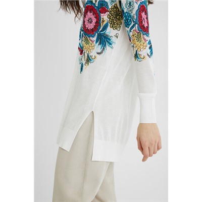 Jersey de punto largo flores
