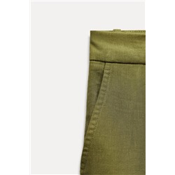 LINEN BLEND DARTED TROUSERS