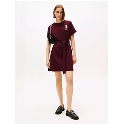 Gold Crest Logo Belted T-Shirt Dress