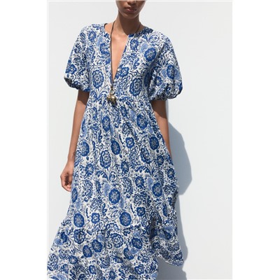 PRINTED MIDI DRESS