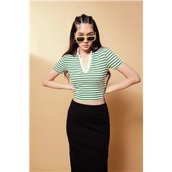 Defacto Fitted Polo Yaka Çizgili Kısa Kollu Tişört A0380AX23SM