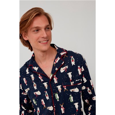 Pijama Azul marino y blanco