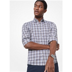 MICHAEL KORS MENS Slim-Fit Check Stretch-Cotton Shirt Style# CU94CK46WC