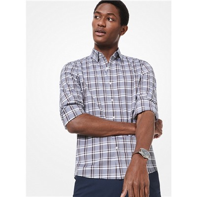 MICHAEL KORS MENS Slim-Fit Check Stretch-Cotton Shirt Style# CU94CK46WC