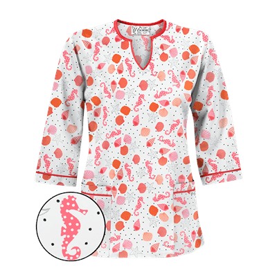 UA Day At The Beach Black Print Scrub Top
