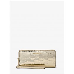 Michael Kors Outlet Jet Set Large Metallic Logo Debossed Continental Wallet