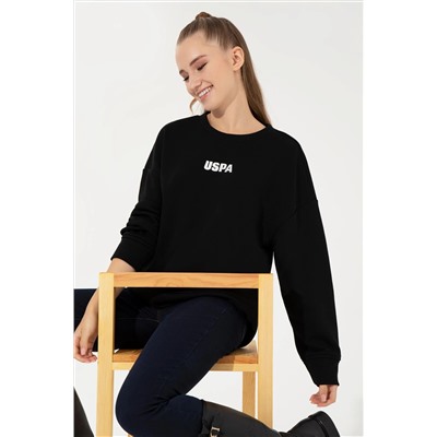 Kadın Siyah Bisiklet Yaka Basic Sweatshirt