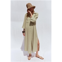 LINEN BLEND SHIRT DRESS