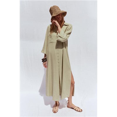LINEN BLEND SHIRT DRESS