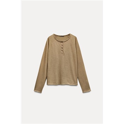 WASHED SLUB COTTON T-SHIRT