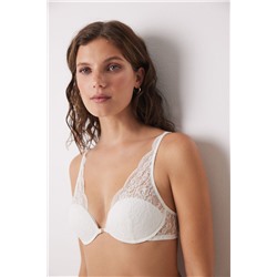 INTUITIVE Sujetador halter relleno encaje blanco