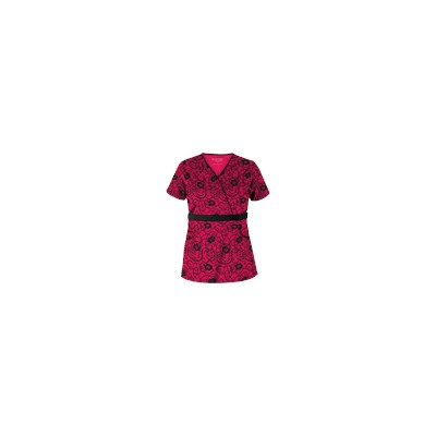 Advantage STRETCH by Butter-Soft™ Floral Conversation Black Stretch Scrub Top