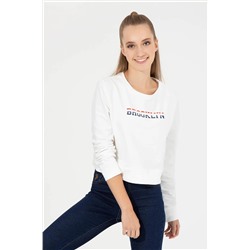 Kadın Ekru Bisiklet Yaka Sweatshirt