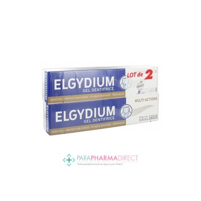 Elgydium Gel Dentifrice Multi-Actions 2x75mlLot  × 2