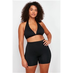 Siyah Yüksek Bel Vücuda Oturan Mini Şort Örme Büyük Beden Bikini Altı TBBSS24CR00008