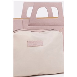 Bolso y neceser de piel granulada Rita Rosa pastel