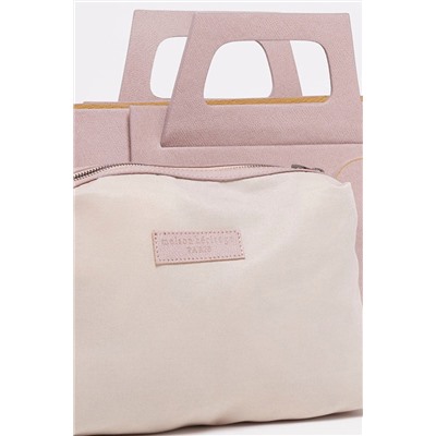 Bolso y neceser de piel granulada Rita Rosa pastel
