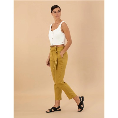 Yeşil Carrot Fit Keten Pantolon