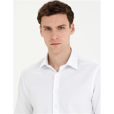 Beyaz Slim Fit Uzun Kollu Gömlek