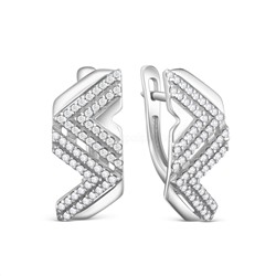 Серьги женские из серебра c фианитами родированные 925 пробы С-7611р200