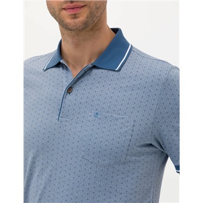 Koyu Mavi Regular Fit Baskılı Polo Yaka Tişört