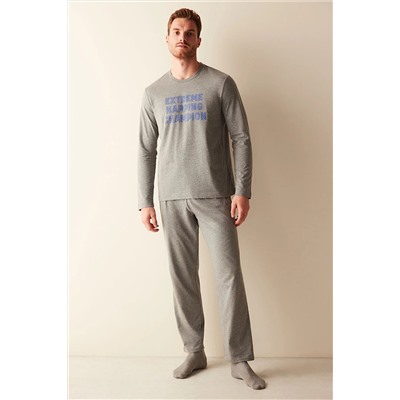 Penti Erkek Gri Melanj Pijama Takımı PH5K1JAQ23SK-MLJ