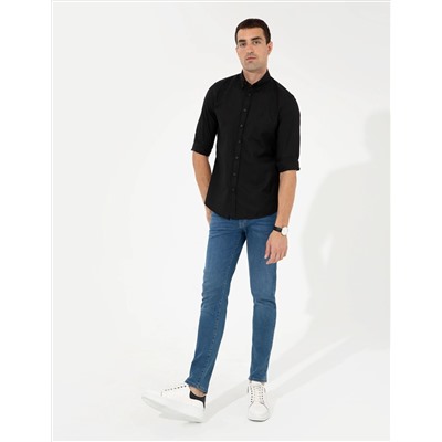 Siyah Slim Fit Oxford Gömlek