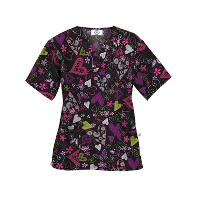 Happy Scrubs® Crazy Hearts Black Scrub Top