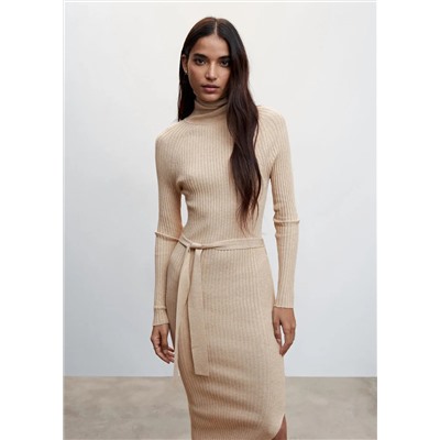 Vestido canalé nudo -  Mujer | MANGO OUTLET España