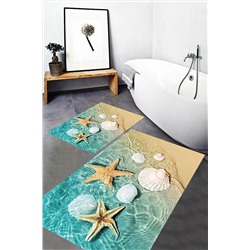 MABEBA TEKSTİL Dijital Baskı Yıkanabilir Kaymaz Taban Modern Banyo Paspası MBB-MBBP2200129