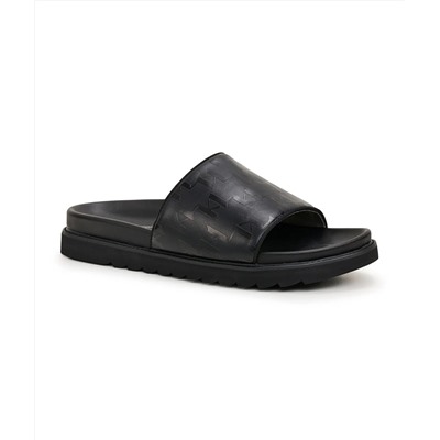 MEN'S LEATHER MONOGRAM SLIDE