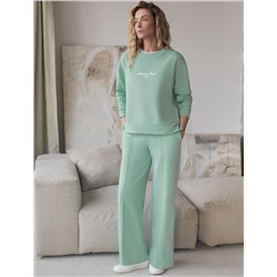 Свободный свитшот с принтом и разрезами из эластичного футера двухнитки без начеса