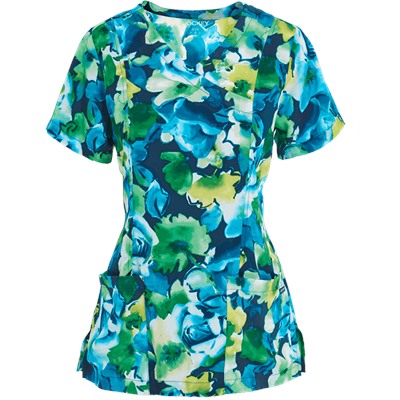 Jockey Scrubs Interpretations Sea Blue Print Top