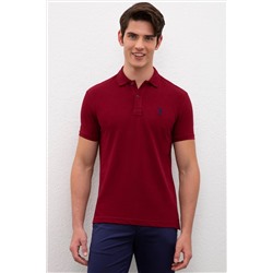 Erkek Plum Polo Yaka Basic T-Shirt