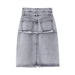 Falda recta vaquera Gris