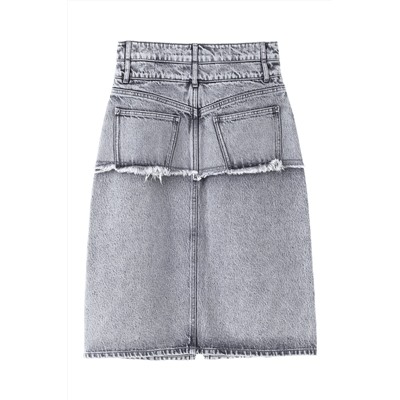 Falda recta vaquera Gris