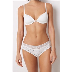 Braga ancha algodón estampado y encaje lila