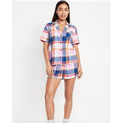 Flannel Pajama Short Set for Women