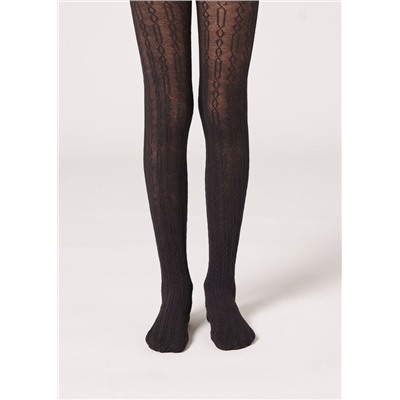 Strumpfhose aus Baumwolle mit Flechtmotiv für Mädchen