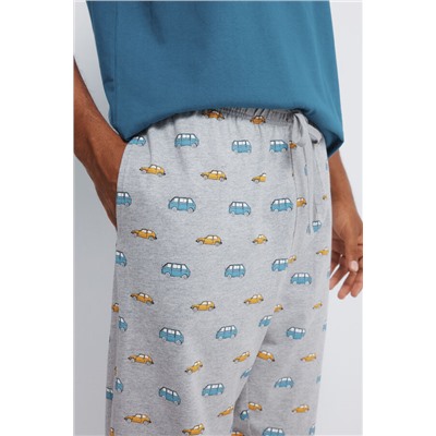 Pijama largo manga raglan pantalón coches