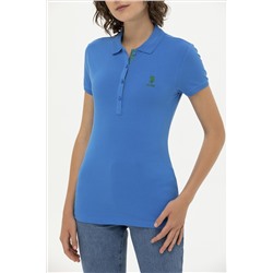 Kadın Saks Basic Polo Yaka Tişört
